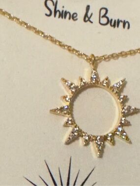 Gold Sunburst Pendant Necklace - 18 k Gold Dipped 16 in. w/ 2 in. Ext.